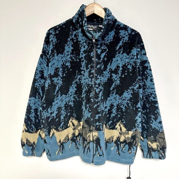 Obvious Jackets & Blazers - VTG Horse Pattern Fleece Jacket
